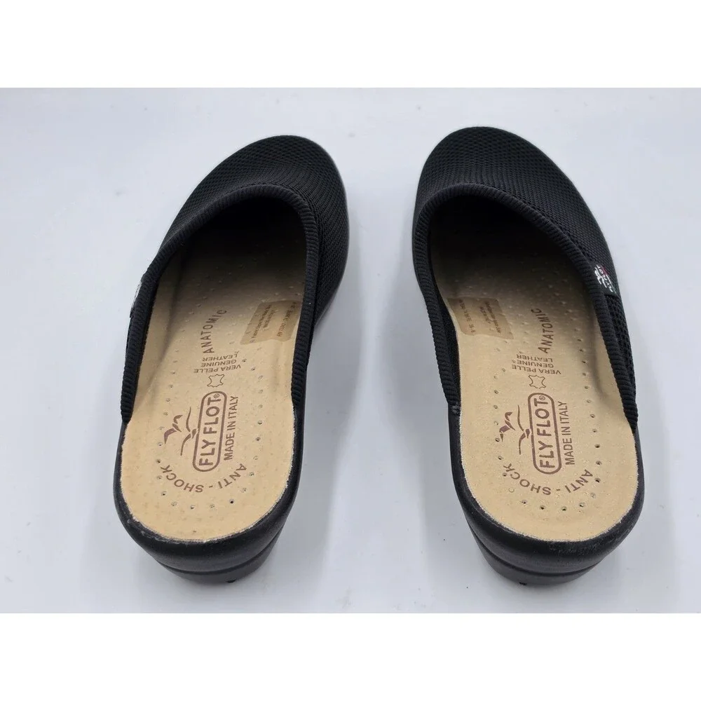 Fly Flot Clogs Mule Women 8.5 EU 39 Black Mesh Anti-Shock Anatomic Comfort ITALY
